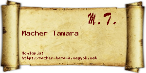 Macher Tamara névjegykártya